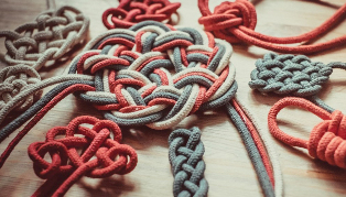 Thread with knots for good luck. 